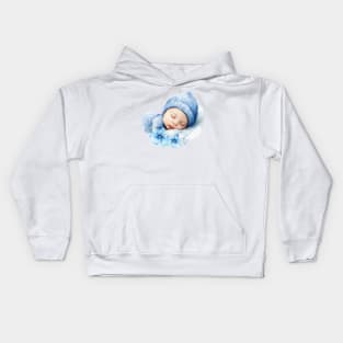 Newborn Baby Boy With  Flowers. Kids Hoodie